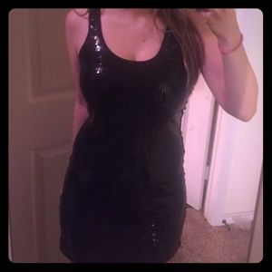 Twist Black Sequin Tank Dress